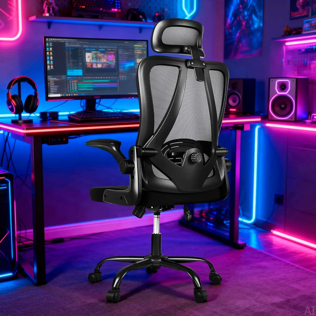 Office Chair, Gaming Chair Desk Chair Comfy Computer Chair Ergonomic Office Chair Mesh Office Chair with Rolling for Gaming Home and Office (3.2 Adjustable)