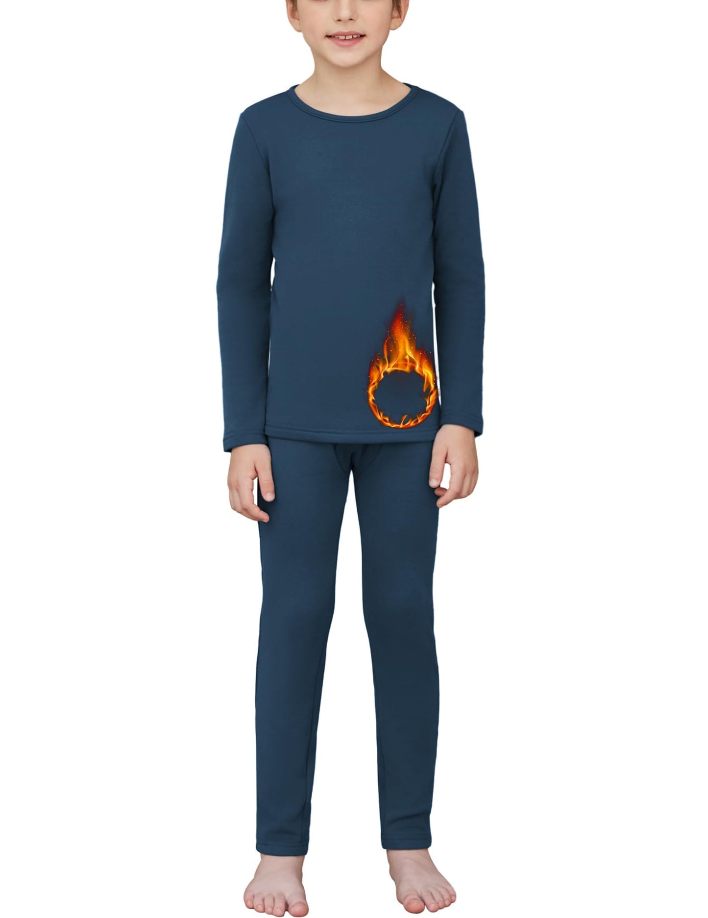 Arshiner Thermal Underwear for Kids Boys Thermal Underwear Set | Kids Base Layers for Skiing | Long Johns for Boys Kids Navy Blue