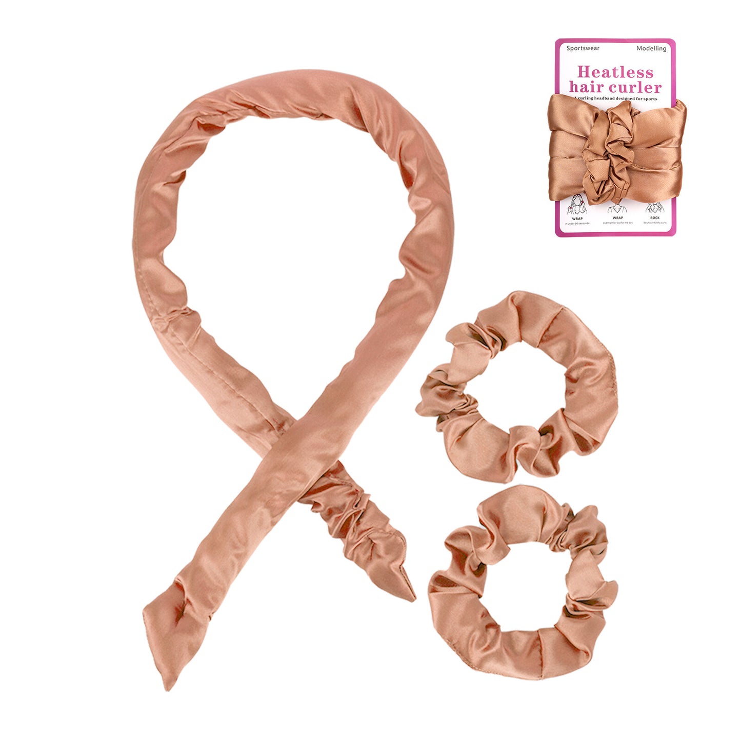 Heatless Curling Headband with Scrunchies Overnight Hair Curlers for Long Hair