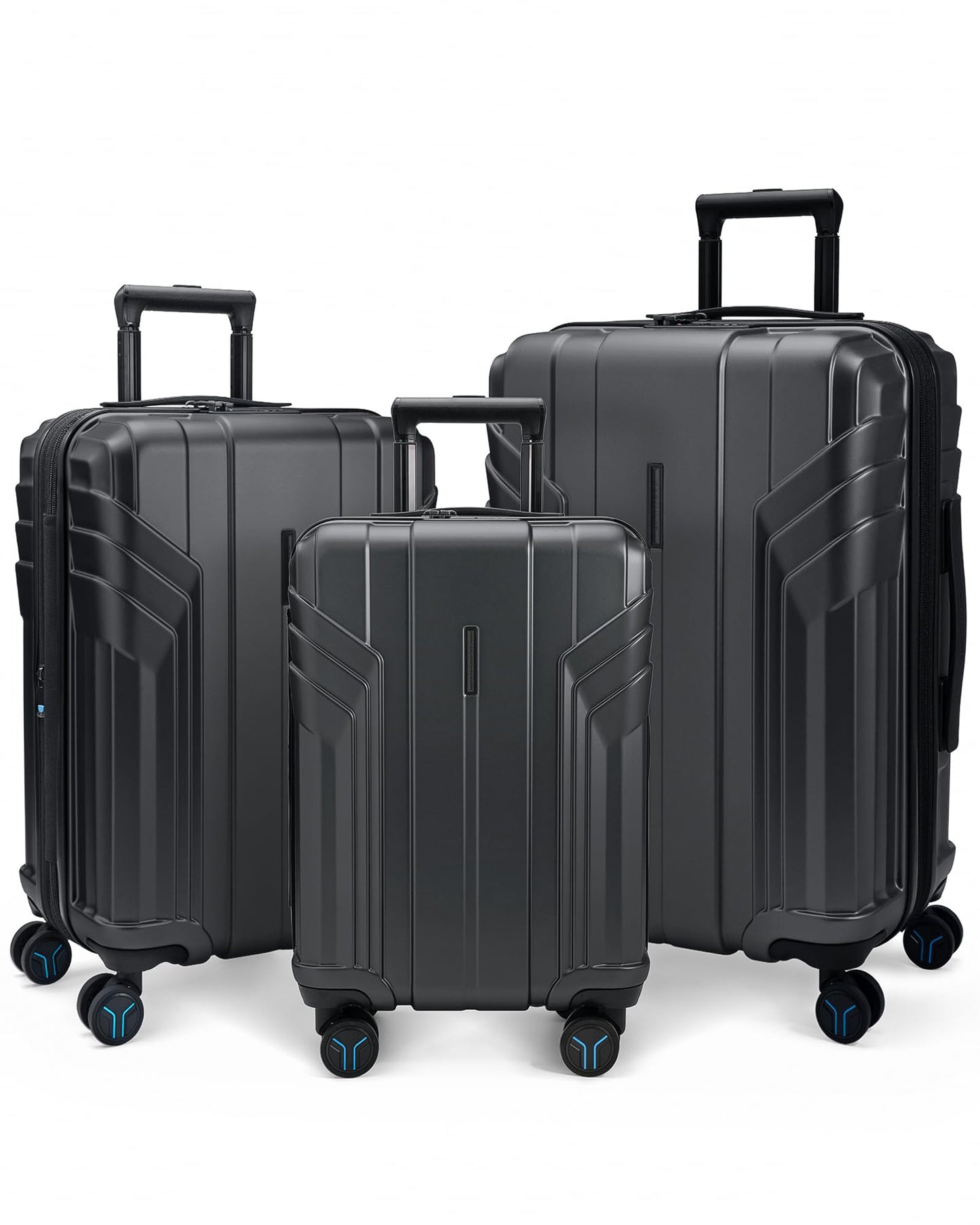 BAGSMART Luggage 3 Piece Set Suitcase Expandable Carry on Luggage Airline Approved Lightweight Spinner Wheel Luggage with TSA Lock (20" 24" 28") Black