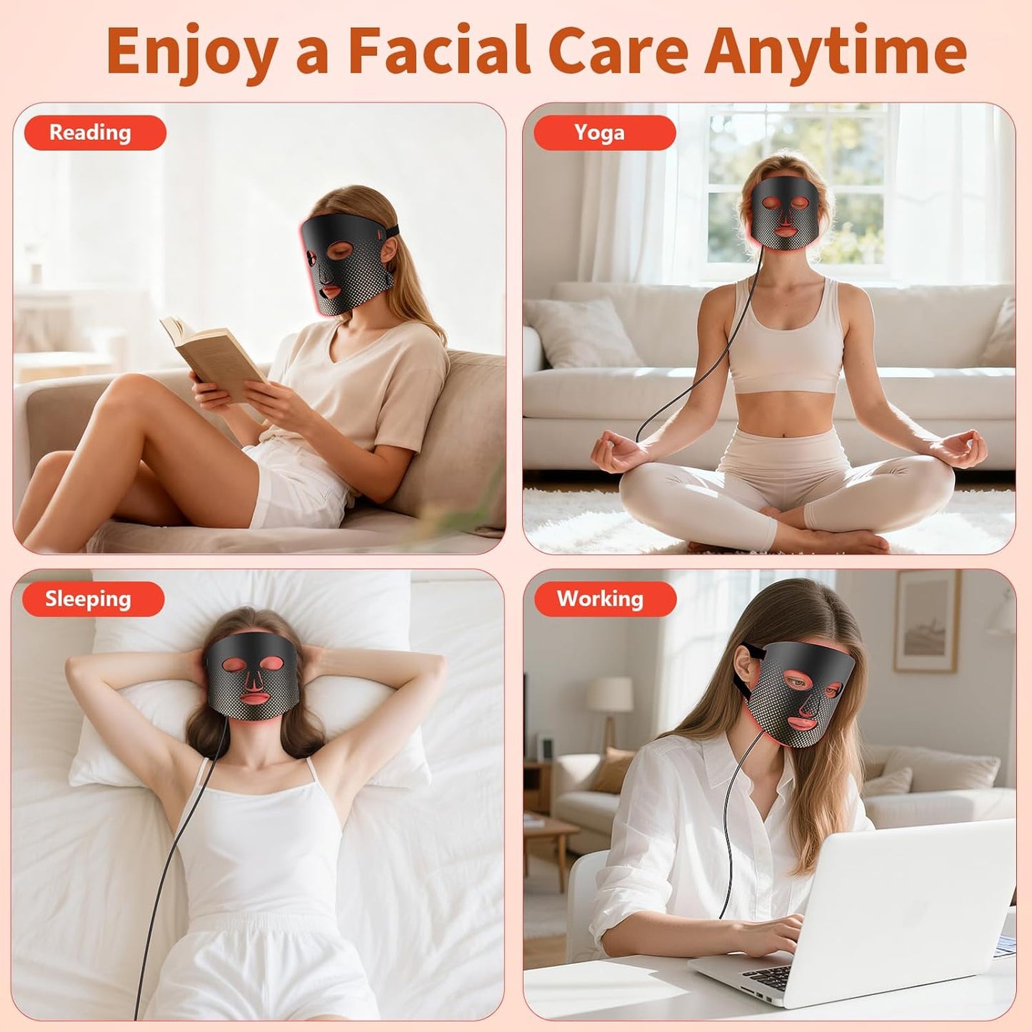 Red Light Therapy for Face Red Light Mask Infrared LED Mask Light 660Nm & 850Nm near Infrared Light Therapy Valentines Day Gifts for Her