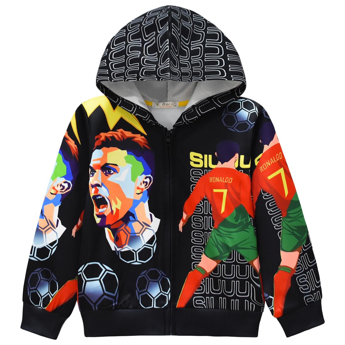 FTYSLJL Kids Boys Hoodie Clothing Novelty zipper Sweater Fashion clothes Sports star cartoon pullover tops coat 5-13Y (US Age 7 Years 8 Years Black)