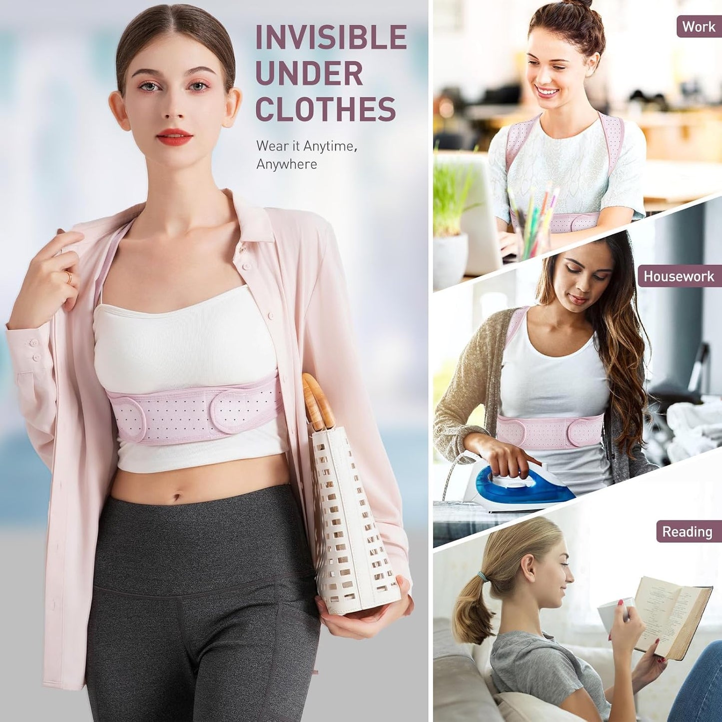 Posture Corrector for Women, Adjustable Back Brace for Posture, Back Posture Corrector Providing Pain Relief from Lumbar, Shoulder,Neck, and Clavicle, Back (L/XL 35-44 Inch)