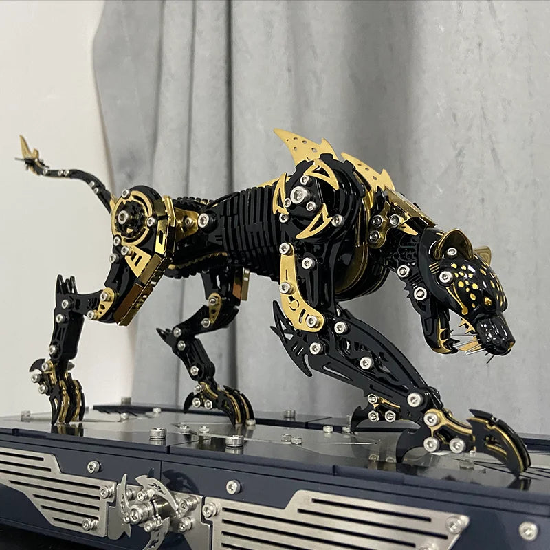 Punk DIY Mechanical Metal Assembly 3D Animal Cheetah Leopard Stainless Steel Puzzle Model Kit for Adults and Boy Toy Gifts