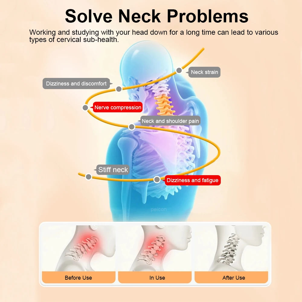 Neck Stretcher Portable Adjustable Cervical Neck Traction Device for Neck Pain Relief Spine Alignment Posture Correction