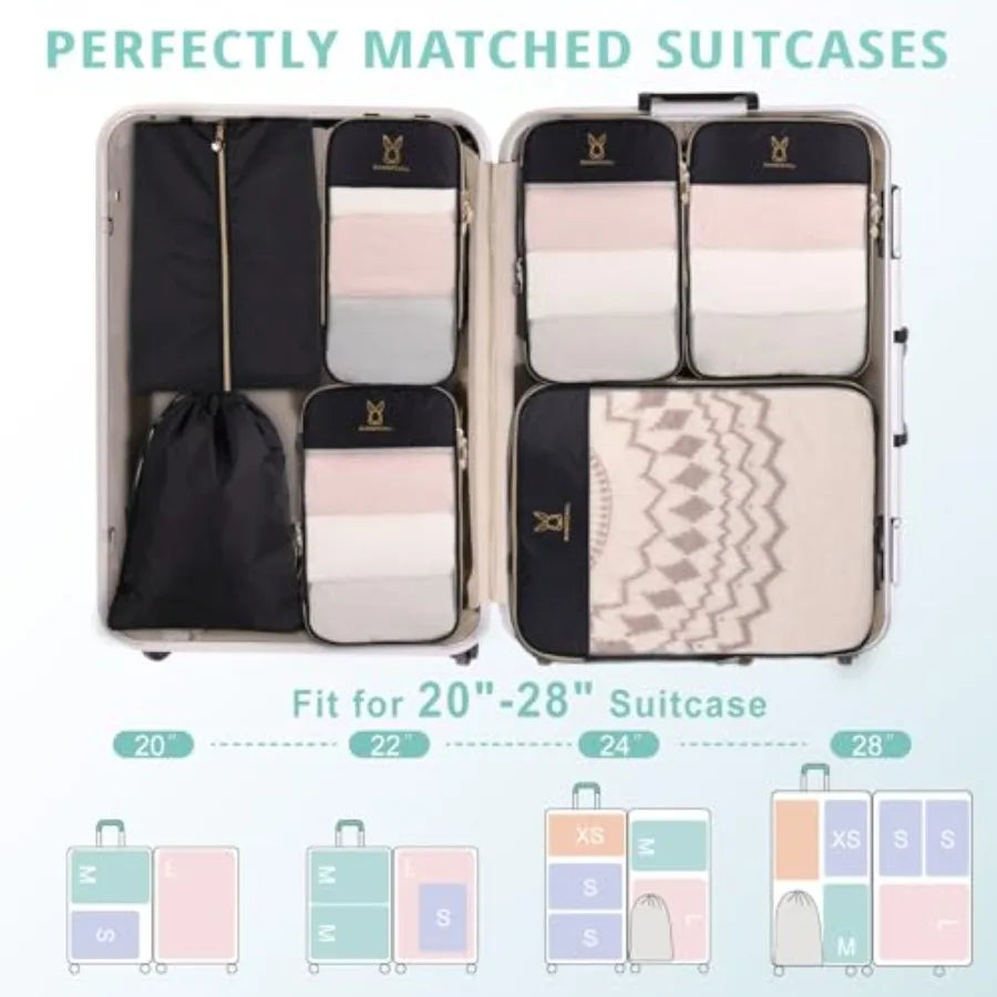 See through Expandable Compression Packing Cubes Mesh Travel Packing Cubes for Suitcases Lightweight Organizers Bag Set for Tra