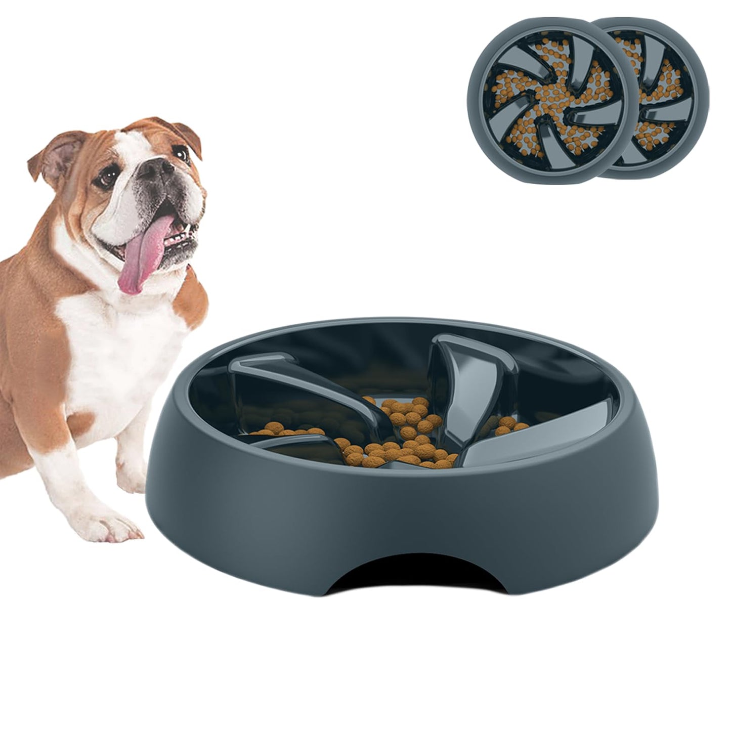 Slow Feeder Dog Bowls Short Snout 2 Cup2 Pack Large Frenchie Bulldog Slow Feeder Bowl Flat Face Dog Medium BreedShallow Slow Eating Food Dish Fast EaterMaze Feeding Puzzle BPA FreeBlue Gray