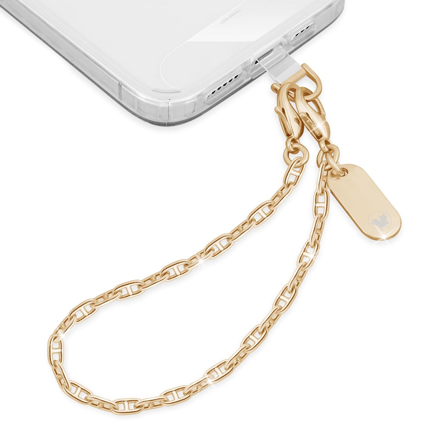 UKON Phone Chain Phone Wrist Strap Metal Phone Lanyard Fashion Phone Strap Lightweight Phone Charms with 2xTPU Phone Tether Tab for Women Shopping Traveling Party(Gold)
