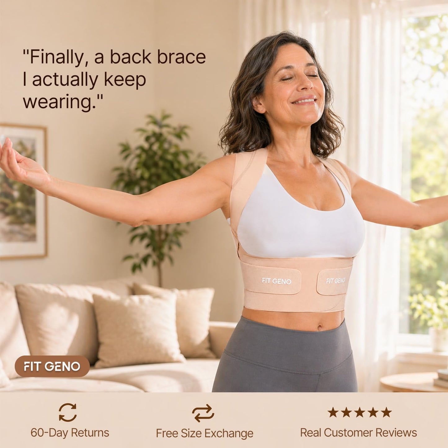 Invisilite Posture Corrector for Women, Adjustable Back Brace for Hunchback Slouching, Upper Back Neck Shoulder Pain Relief, Lightweight Discreet under Clothes, Large