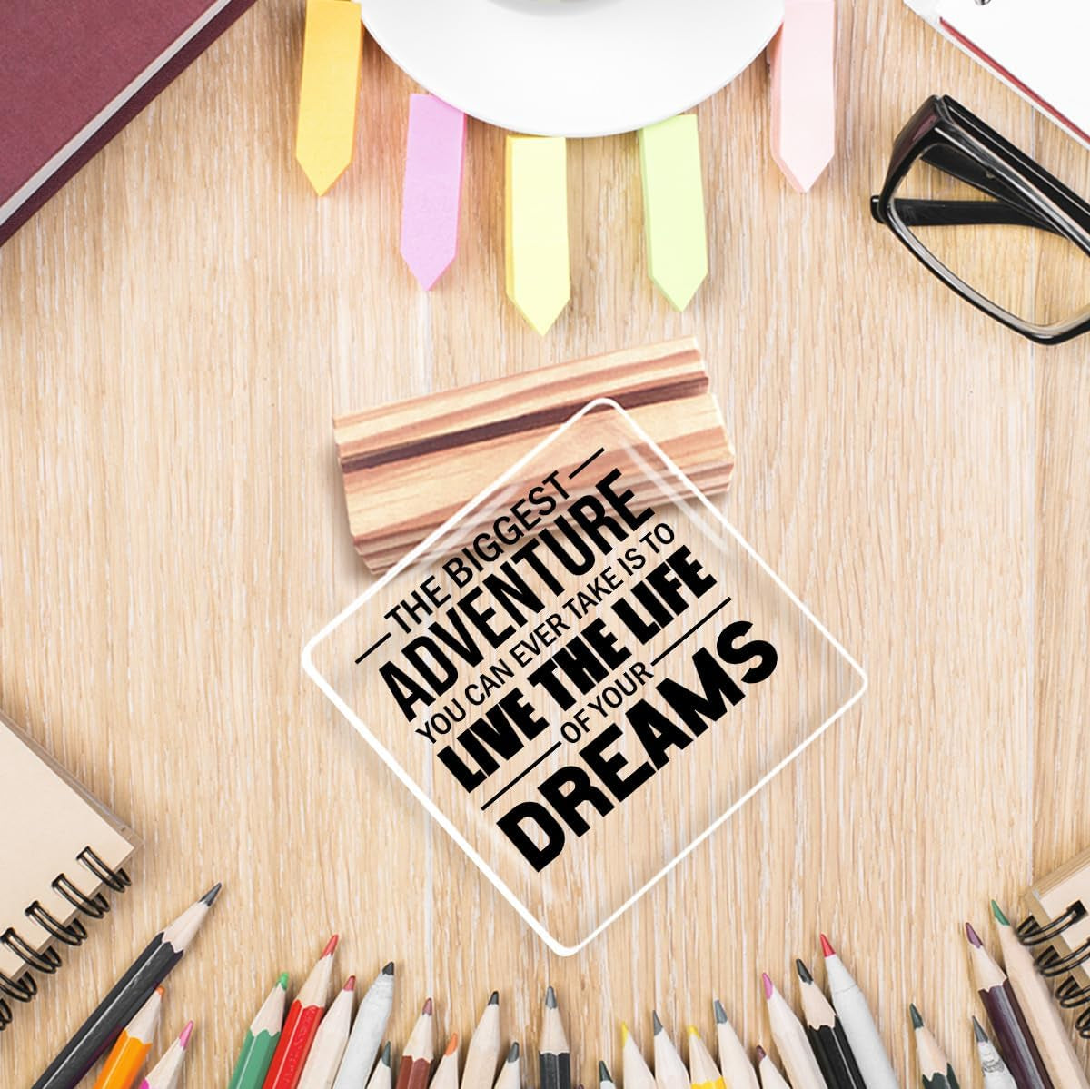 Funny Office Desk Decor, Inspirational Office Acrylic Plaque Sign,Humor Office Decor Gifts for Women Friend Colleagues,The Biggest Adventure Office Sign