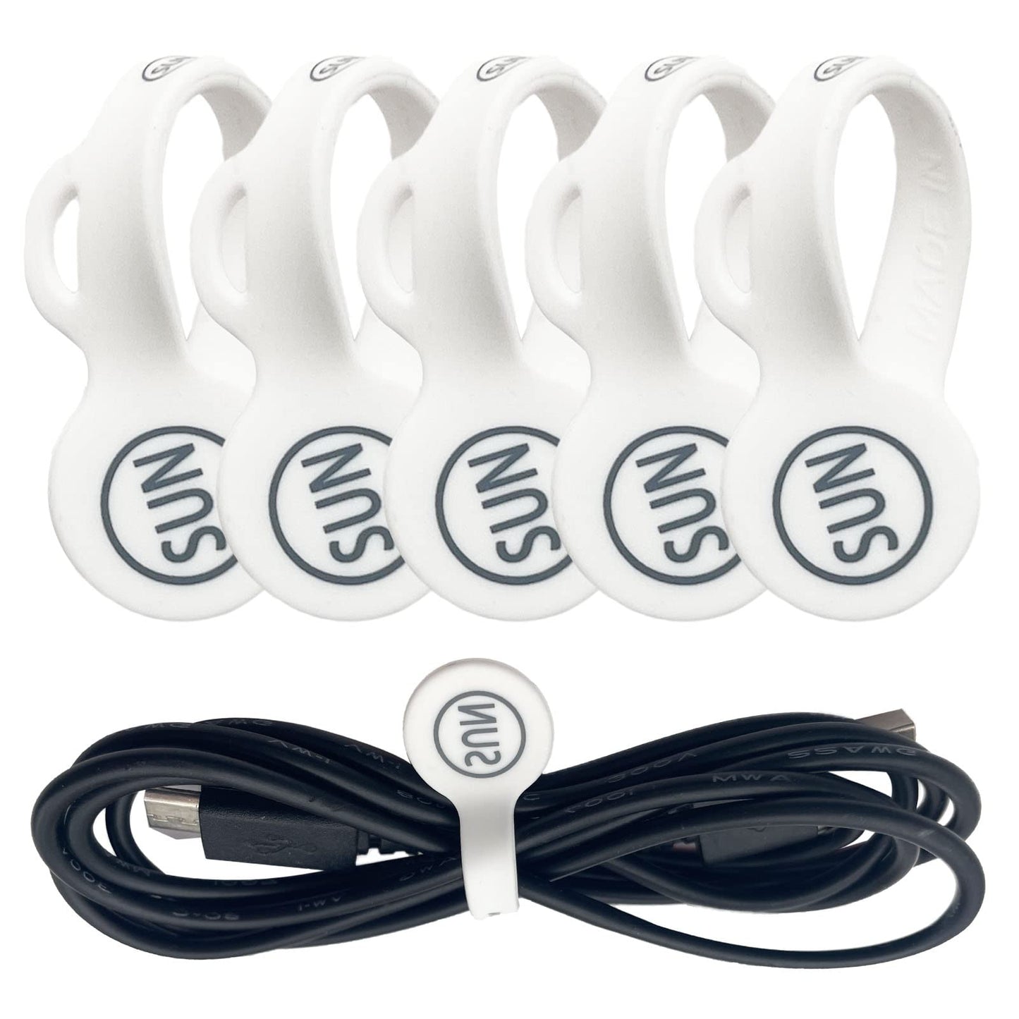 SUNFICON Magnetic Cable Clips Cable Organizers Earbuds Cords Clips Bookmark Whiteboard Noticeboard Fridge Magnets USB Cable Managers Keepers Ties Straps for Home KitchenOfficeSchool5 Pack White