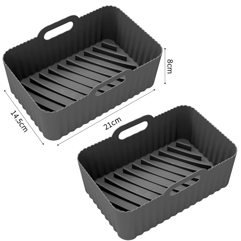 Rectangle Hot Air Fryer Silicone Molds for Ninja DZ201/DZ401 Non-Stick Dual Zone Airfryer Baking Basket Liners Oven Cooking Tray