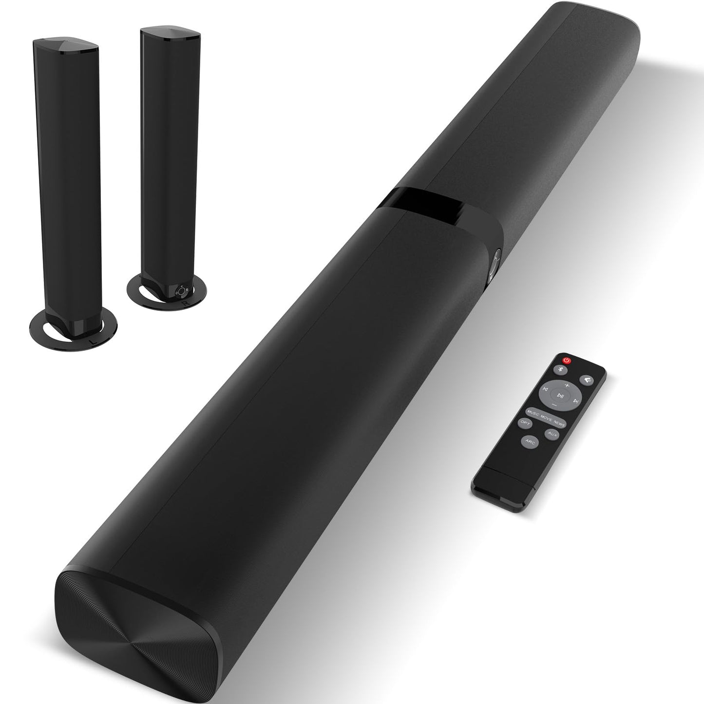 Assistrust Sound Bar 60W Sound Bar for Smart TV 5.0 Bluetooth Soundbar for TV Wired & Wireless Soundbar with Volume Boost & Equalizer ModeARC/Optical/AUX Connection 2 in 1 Detachable TV Sound Bar