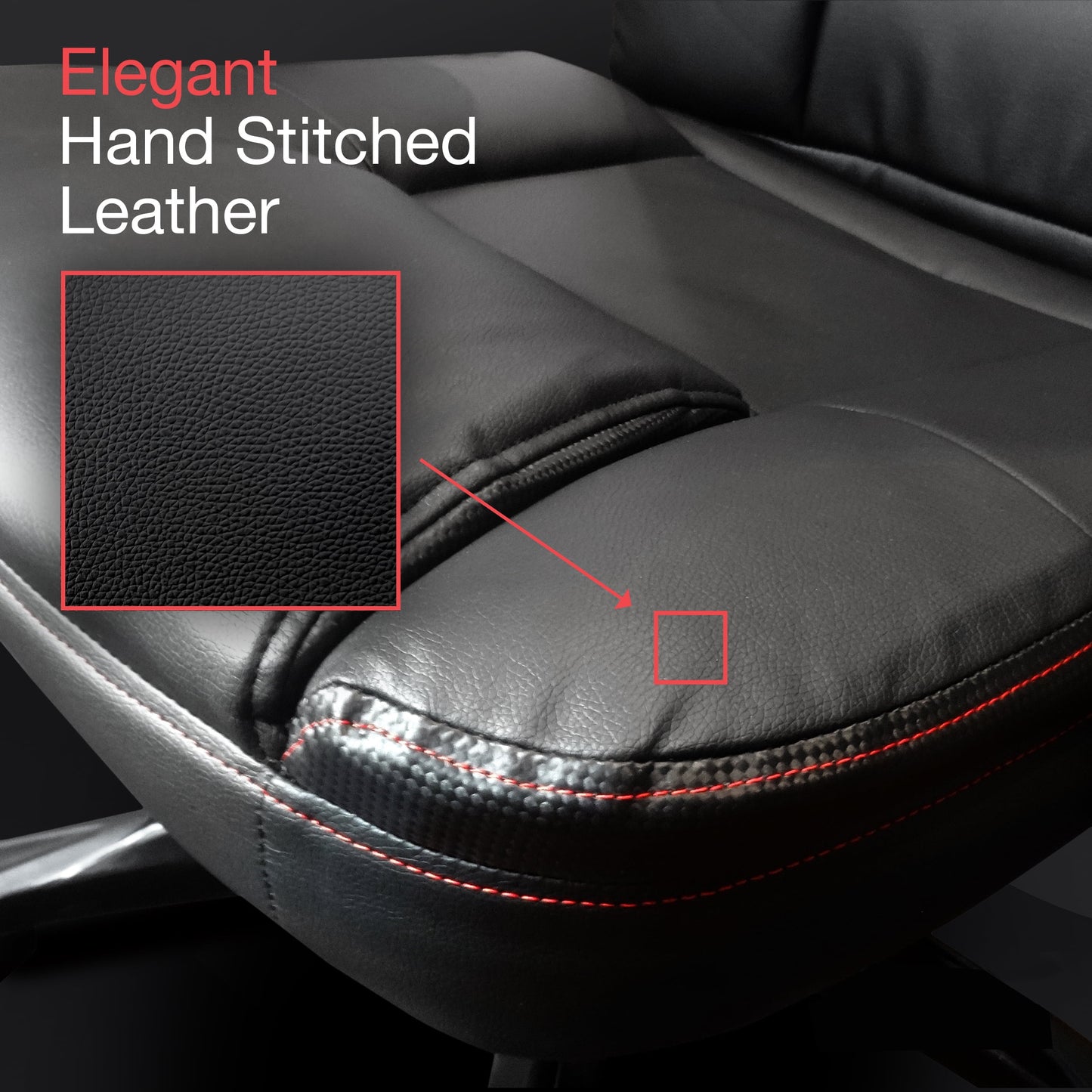 Adult Plush Hand Stitched Leather Ergonomic Gaming Chairs with Laptop Tray Desk Chair, Black