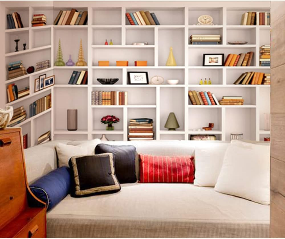 7X5Ft White Bookshelf Backdrop Bookcase Backdrop for Office & Home Office Decoration