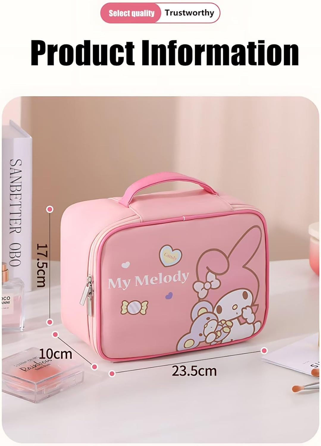 Kitty Makeup Bag – Makeup Organizer, Travel Toiletry Bag for Women & Girls | Cute Cosmetic Bag, Train Case For, Travel Bag, Toiletry Bag for Women, Make up Storage (Pink Kitty)