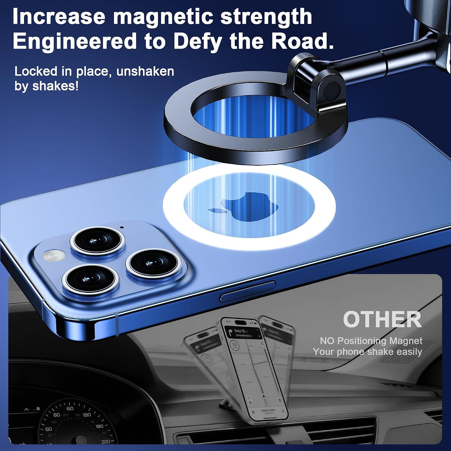 for Magsafe Car Phone Holder Mount Phone Mount for Car Windshield Dashboard Air Vent Universal Hands Free Automobile Cell Phone Holder Fit for Iphone Smartphone Camera Mounts
