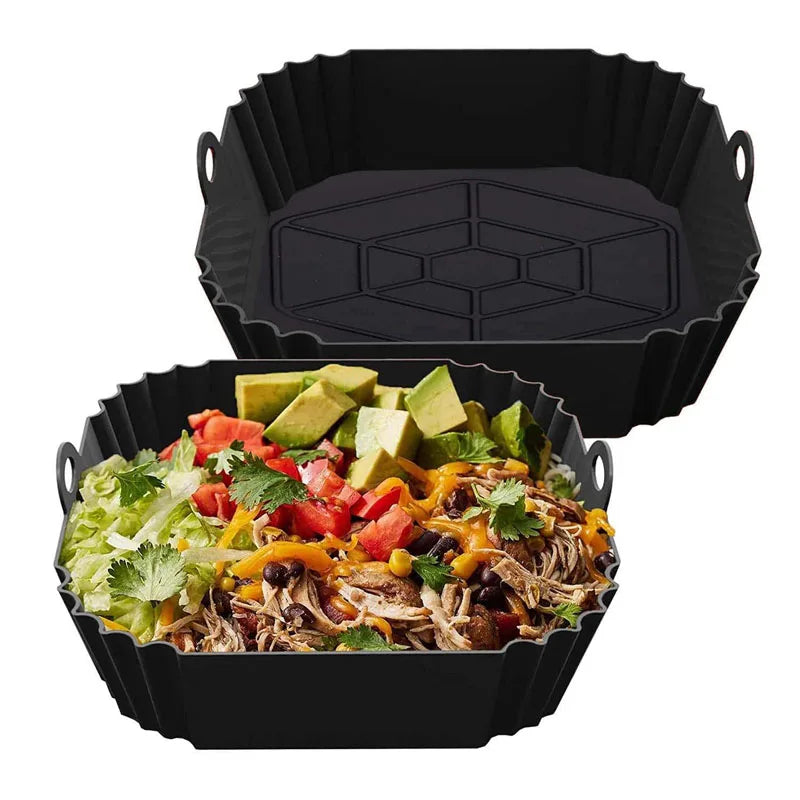 Air Fryer Silicone Liners Air Fryer Silicone Pot Reusable Silicone Air Fryer Liners Food Safe Non Stick Air Fryer Basket Accesso