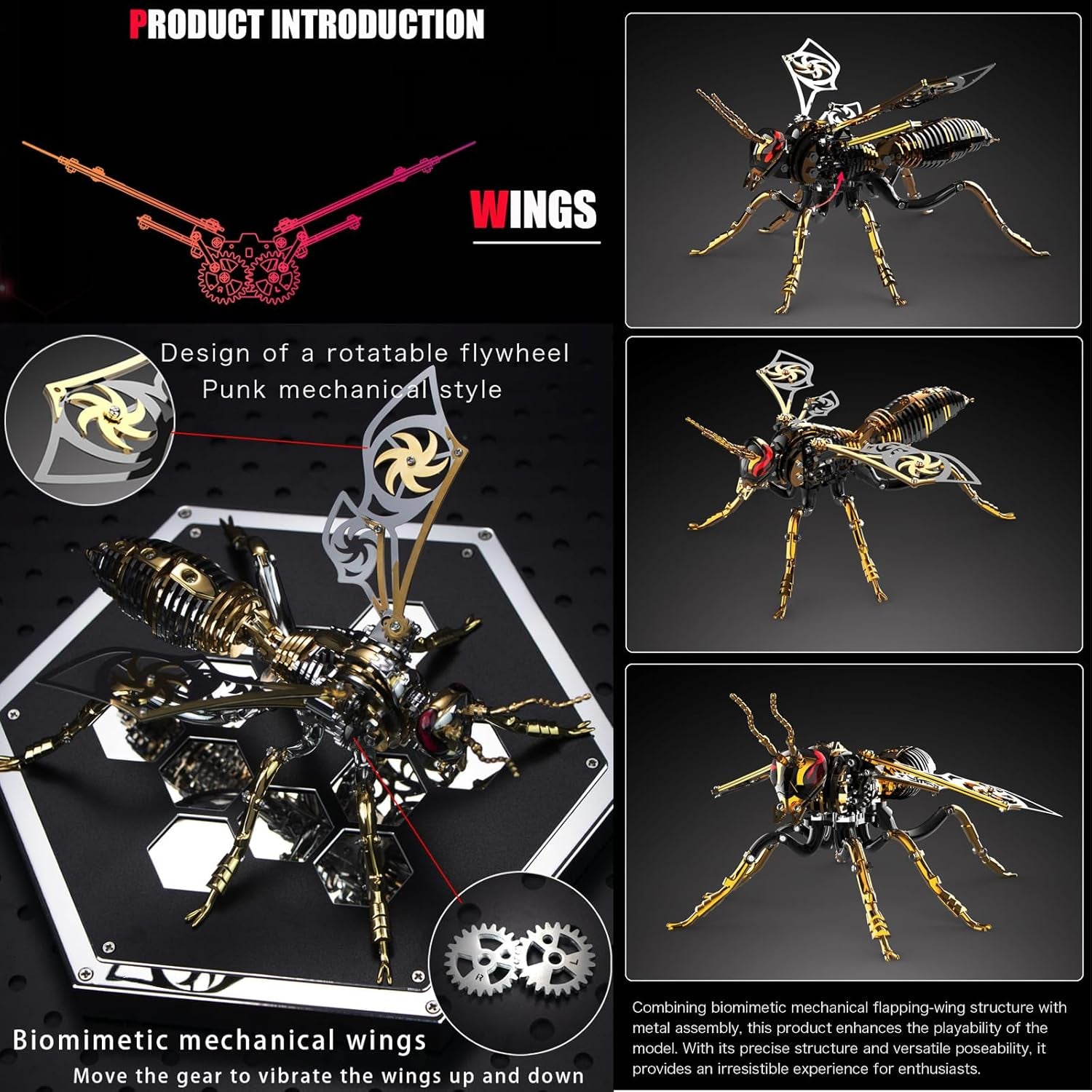3D Metal Puzzles for Adults Mechanical Wasp Model Kits Building Blocks the Northern Giant Hornet Difficult DIY Assembly for Men