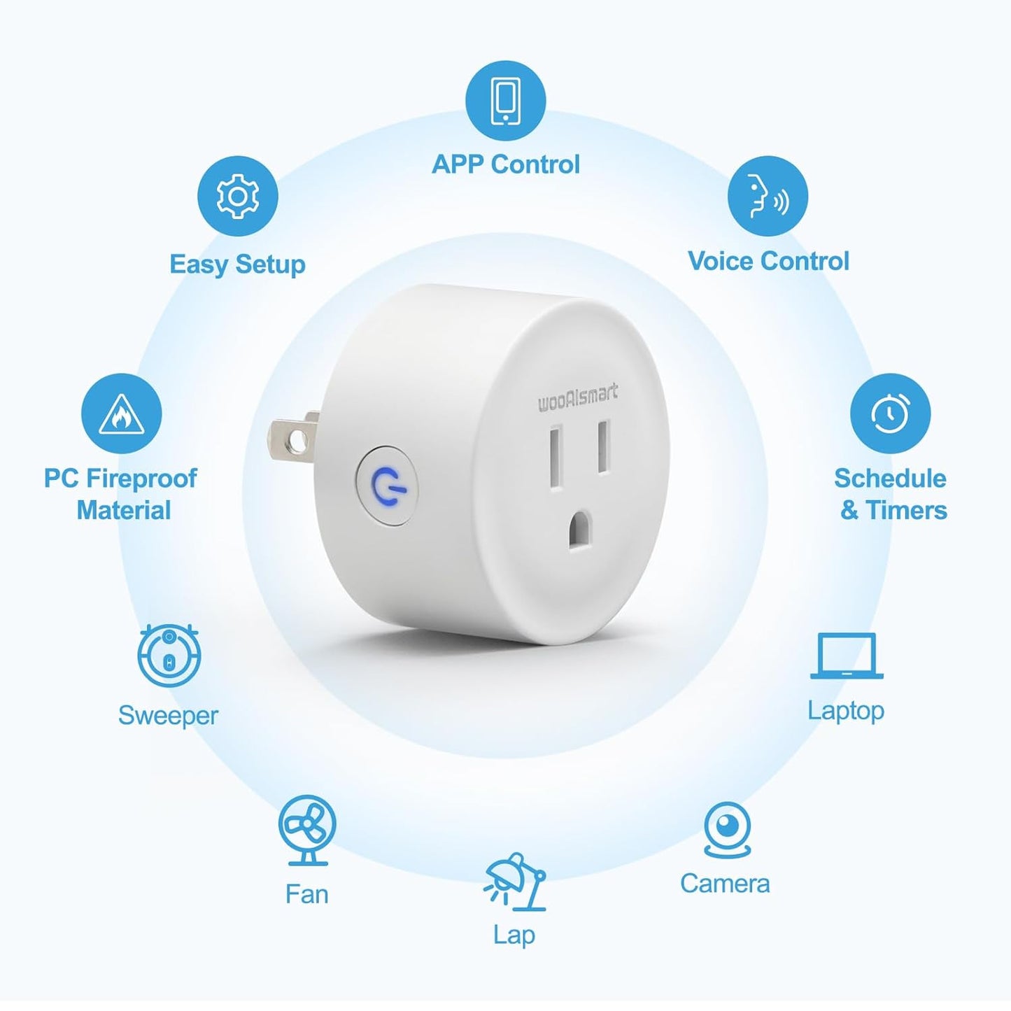 Smart Plug, Wifi Plugs Work with Alexa & Google Assistant, Smart Outlet with Timer & Group Controller, Wifi Outlet for Home, No Hub Required, ETL & FCC Certified, 2.4Ghz Wifi, 16A, 2 Pack