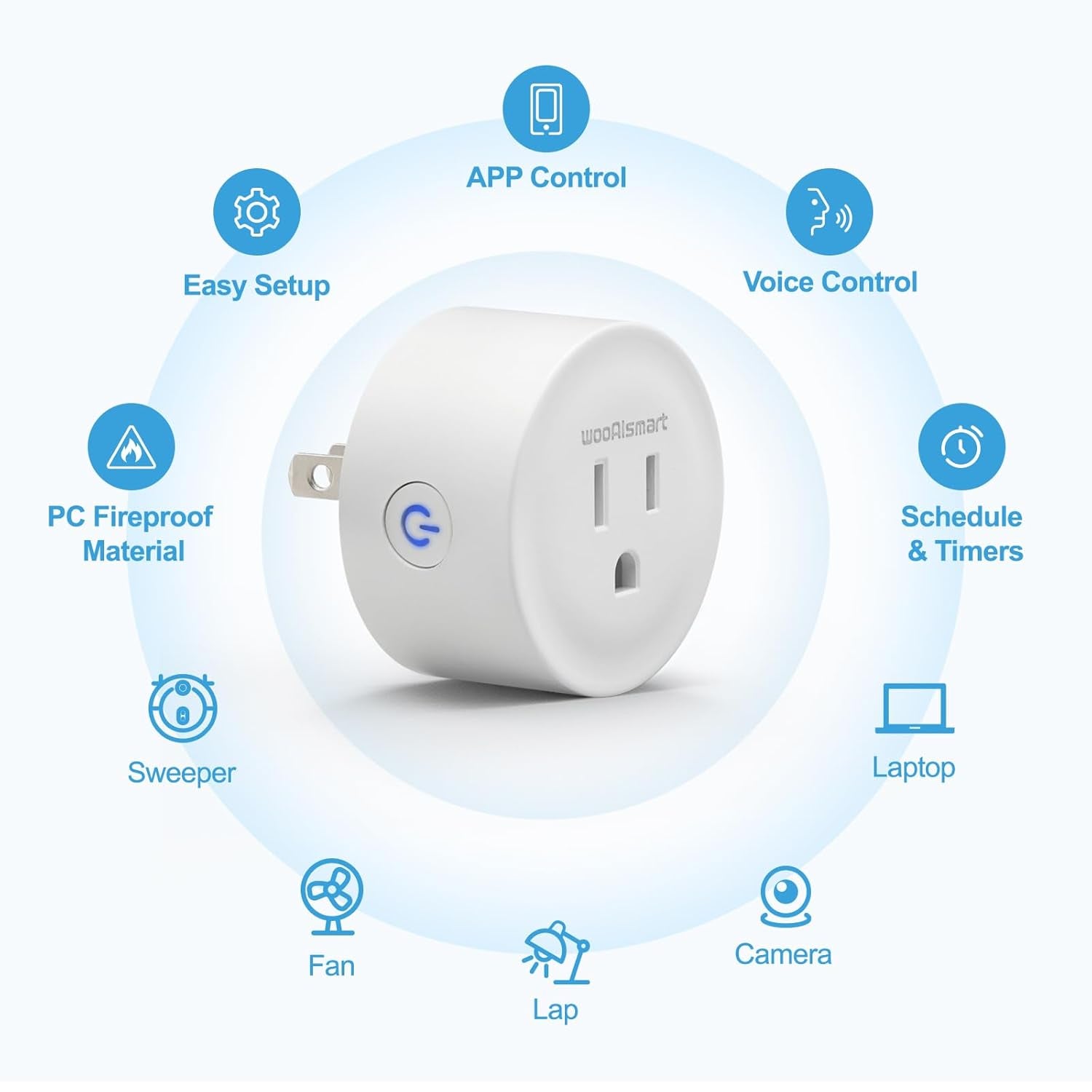 Smart Plug, Wifi Plugs Work with Alexa & Google Assistant, Smart Outlet with Timer & Group Controller, Wifi Outlet for Home, No Hub Required, ETL & FCC Certified, 2.4Ghz Wifi, 16A, 2 Pack