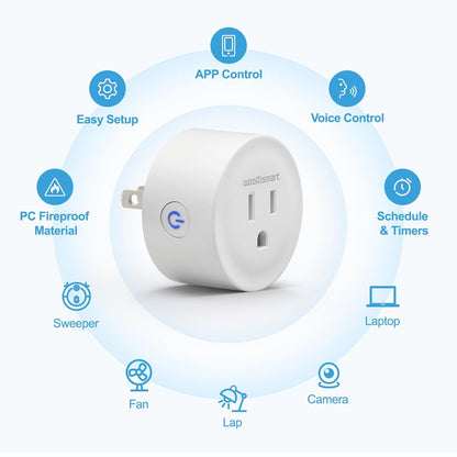 Smart Plug, Wifi Plugs Work with Alexa & Google Assistant, Smart Outlet with Timer & Group Controller, Wifi Outlet for Home, No Hub Required, ETL & FCC Certified, 2.4Ghz Wifi, 16A, 2 Pack