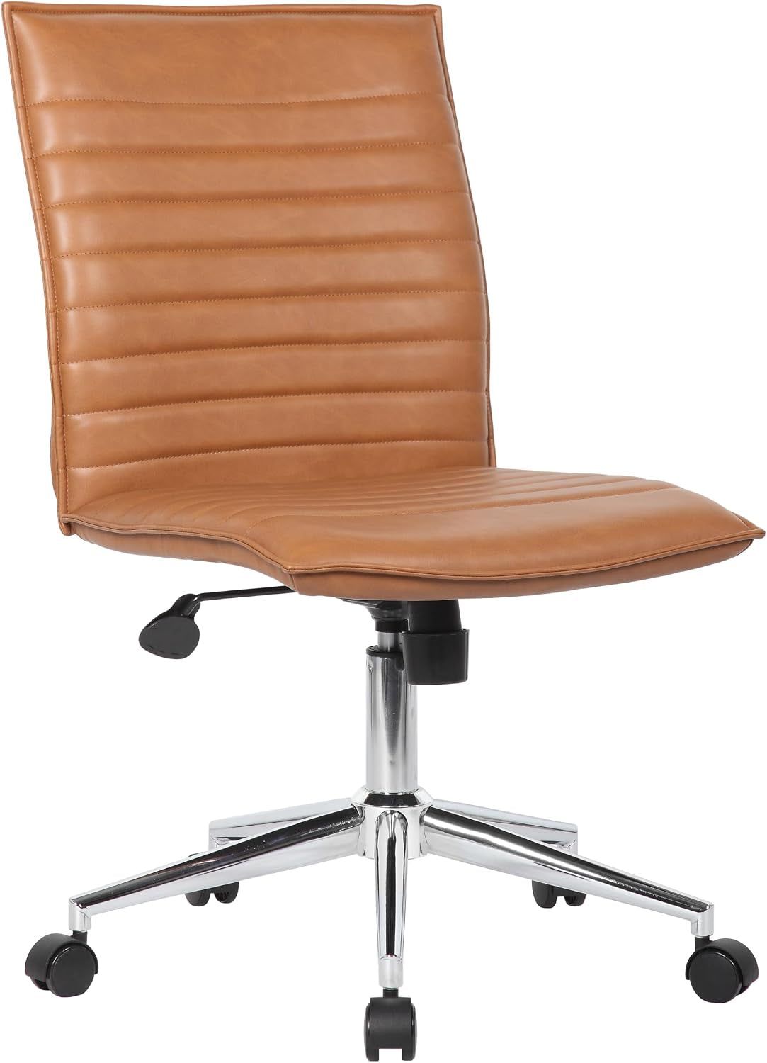 Modern Vinyl Armless Hospitality Office Chair, Caramel