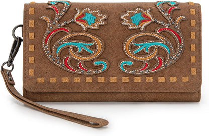 Wallet for Women Wristlet Wallet Ladies Felame Large Capacity Clutch Wallets MW1348-W002BR