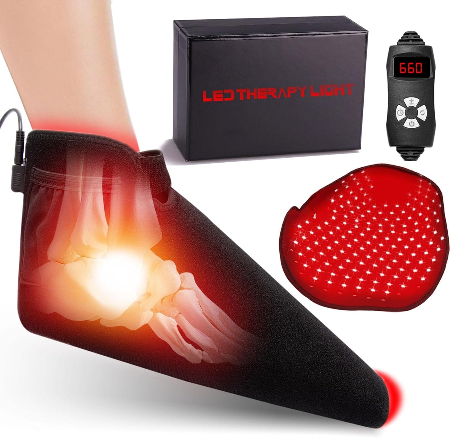 Red Light Therapy Shoe,Red Infrared Light Therapy for Feet,660Nm&850Nm near Infrared Light Boots(Dark Black) (For Feet)