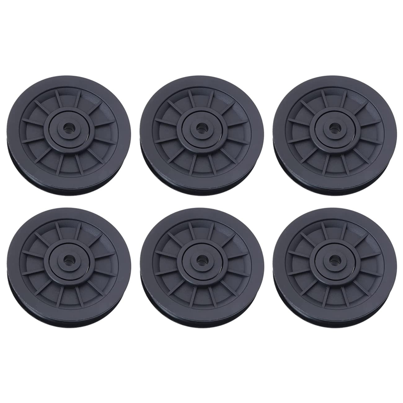 Pulley Wheel for Gym Equipment，90mm/3.5" Nylon Bearing Pulley， Wheel Replace for Gym Equipment Part Cable，Universal Wearproof Abration Bearing (6 pcs)，gym equipment and garage door pulley system