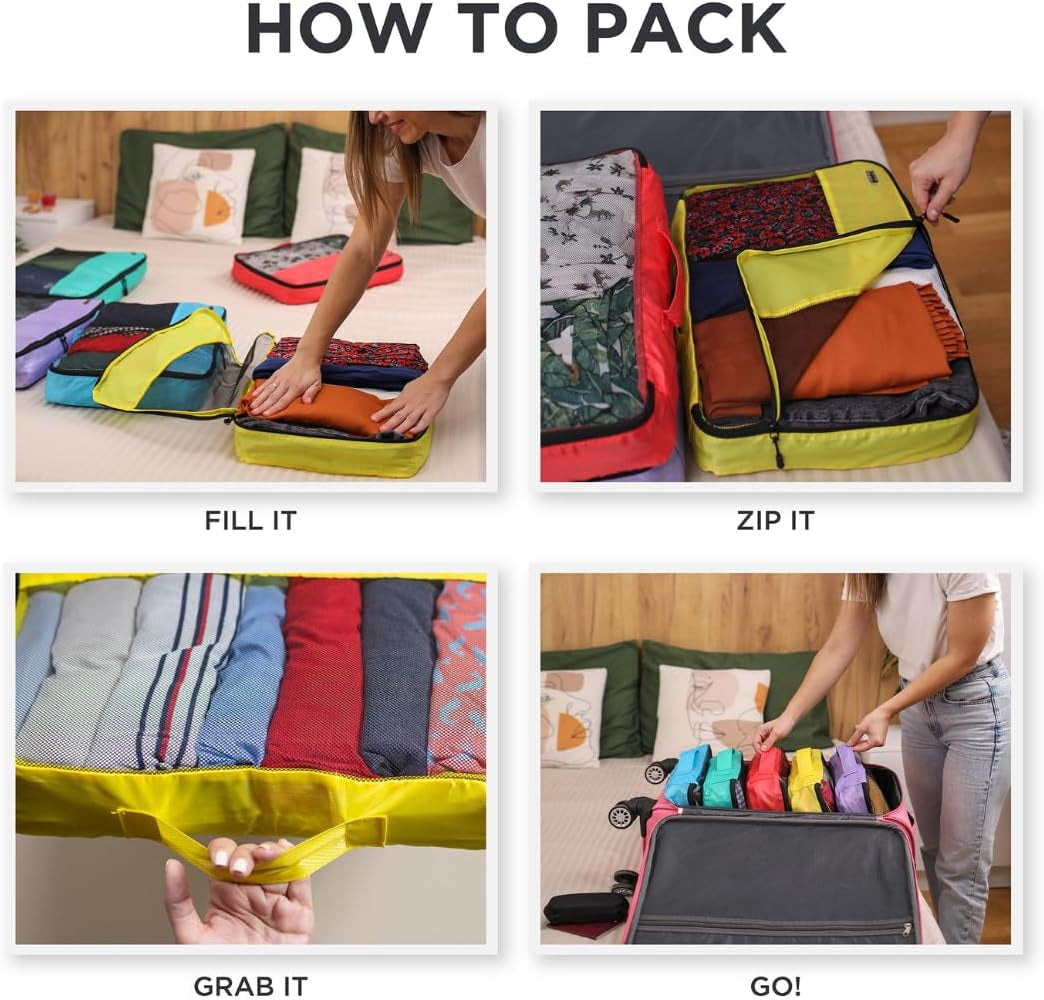 Medium Packing Cubes for Travel - 5Pc Packing Cubes for Suitcases - Lightweight Luggage Organizer Bags (Non-Compression)