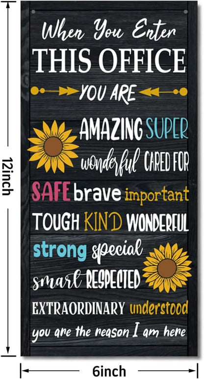 Motivational Office Signs Decor, When You Enter This Office, Hanging Wood Sign Office Décor, Sunflower Wood Wall Sign, Door Sign of Counselor Office, Psychologist Office Décor Sign A1