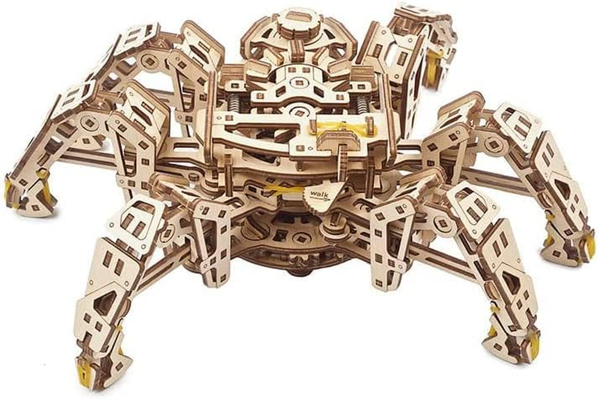Hexapod Explorer 3D Puzzle - Walking Robot Wooden Model Kits for Adults to Build - Self-Propelled 6-Legged Mechanical Crawler Craft Kit - 3D Wooden Puzzles for Adults