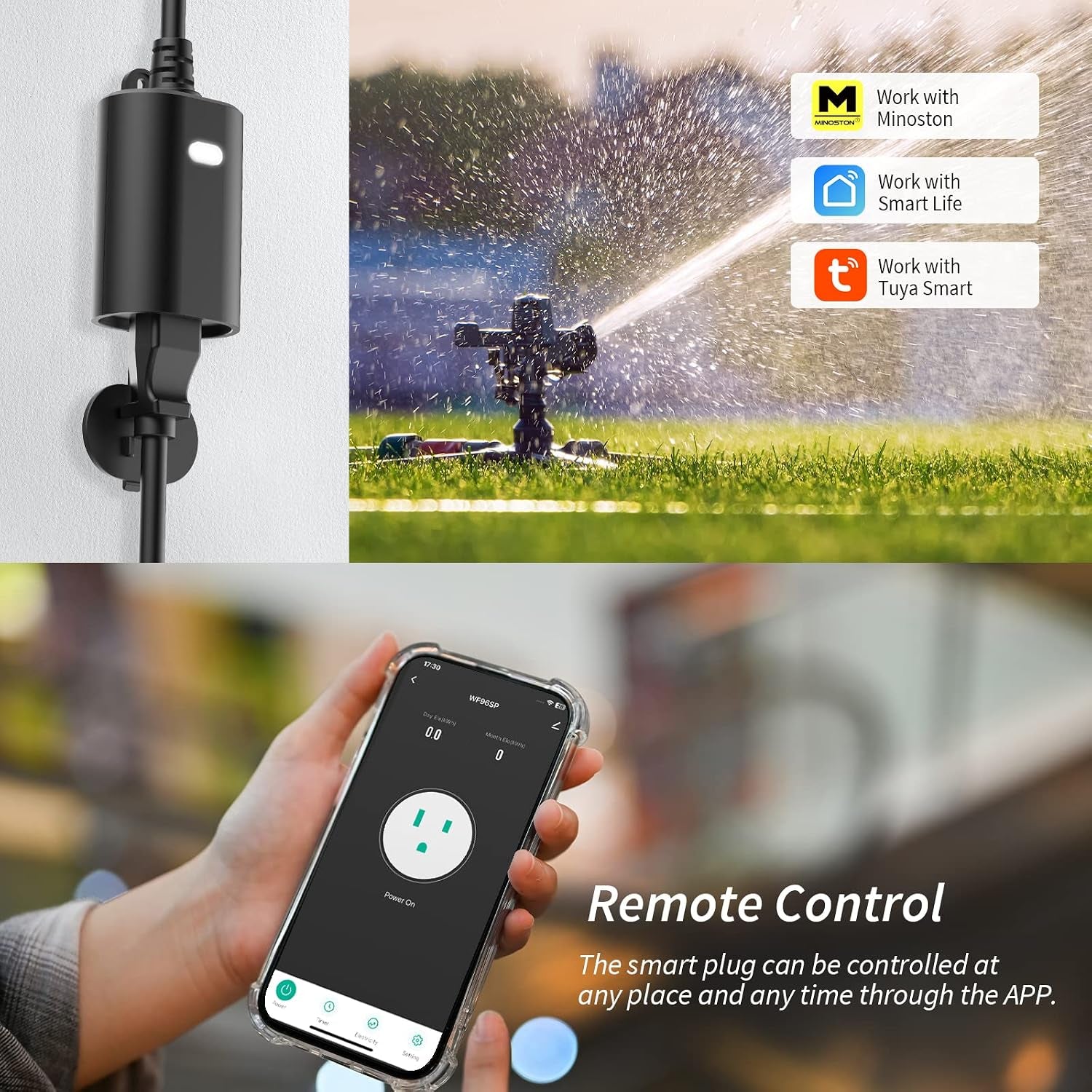 Outdoor Outlet, Wifi Smart Plug in Energy Monitoring, 2.4Ghz Wi-Fi Plugs, Compatible with Alexa and Smart Life, IP65 Waterproof Outlet 15A (MP22WP)