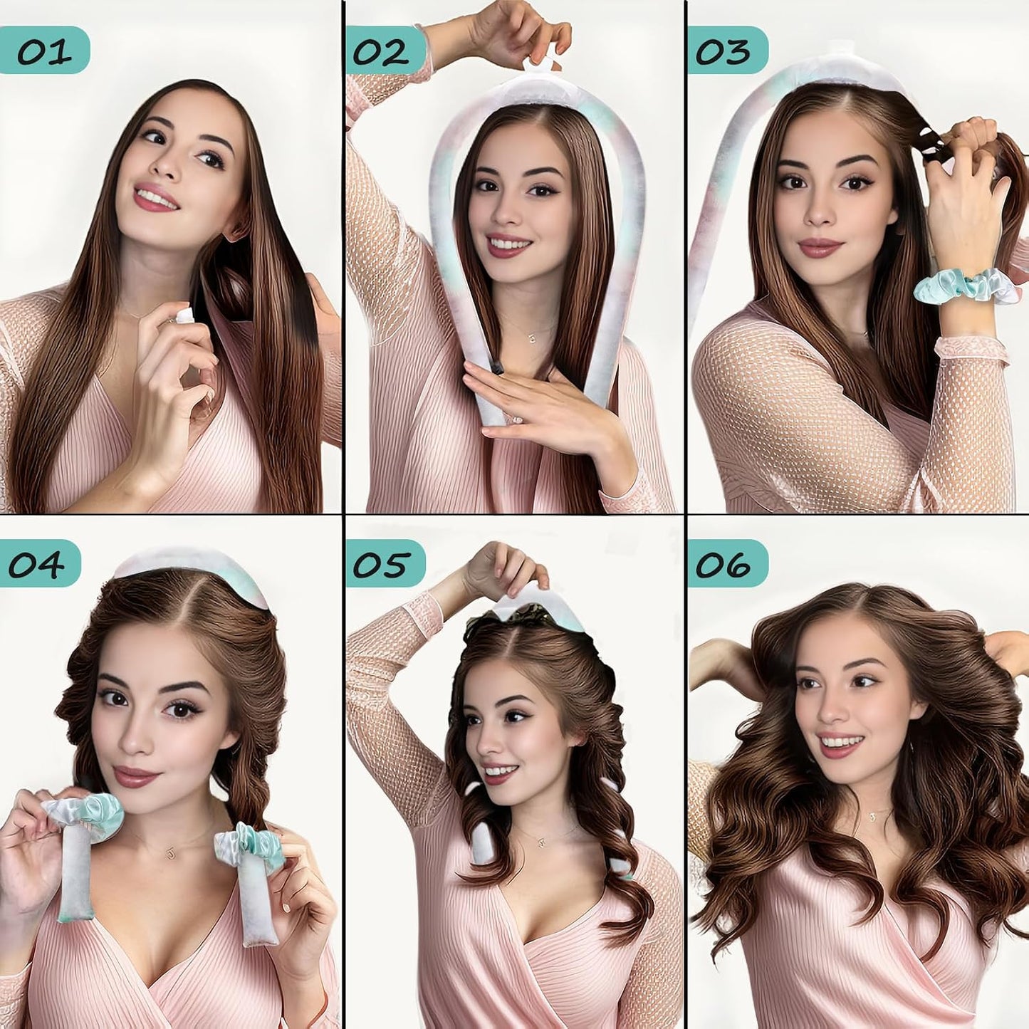 Satin Heatless Hair Curler Set for Overnight Waves - Friendly Curling Rod & Headband, No-Heat Natural Curls Hair Rollers (Dream Nebula)