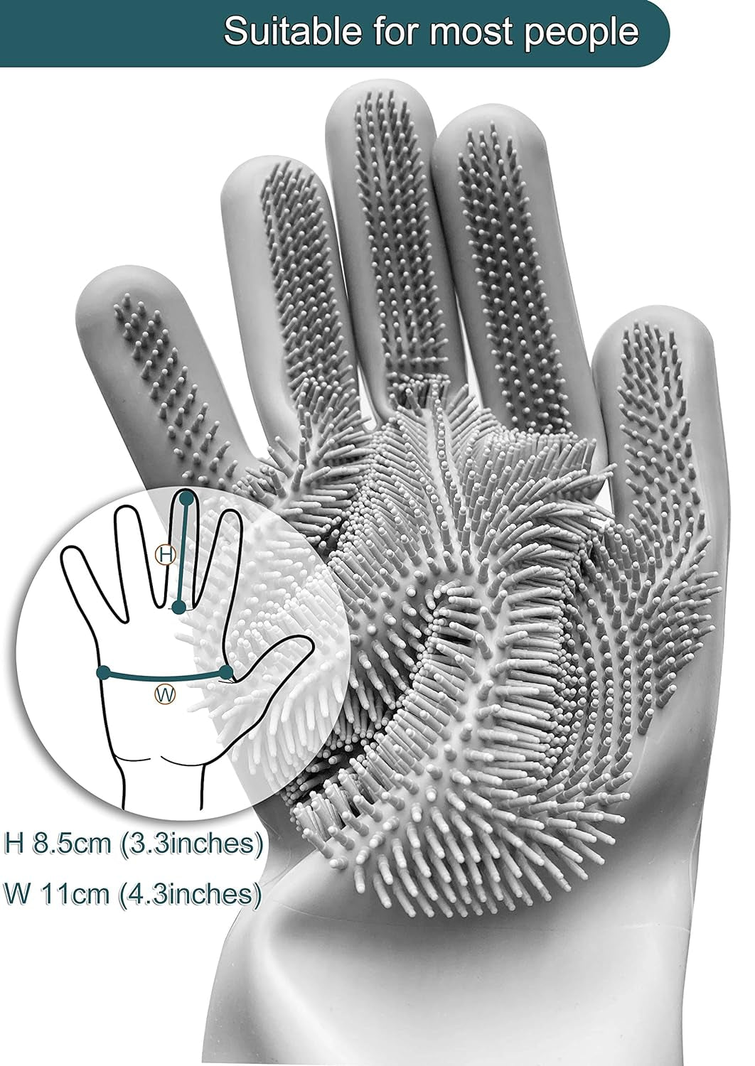 Pet Dog Bath Gloves, Grooming Brush and Hair Removal for Cat Horse (Gray)