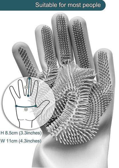 Pet Dog Bath Gloves, Grooming Brush and Hair Removal for Cat Horse (Gray)