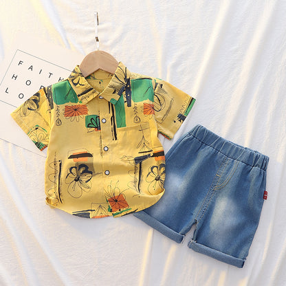 Summer Short Sleeve Shirt Suit for Boys' Clothing