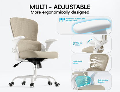 Office Chair - Ergonomic Office Chair with Back Support, Home Office Desk Chairs, Comfy Desk Chair, Computer Chair, 330Lbs Wide Seat Big and Tall Office Chairs for Office Workers (Beige)