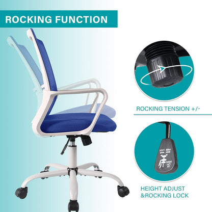Ergonomic Mesh Desk Computer Mid Back Task Chair for Home Office Gaming, Blue