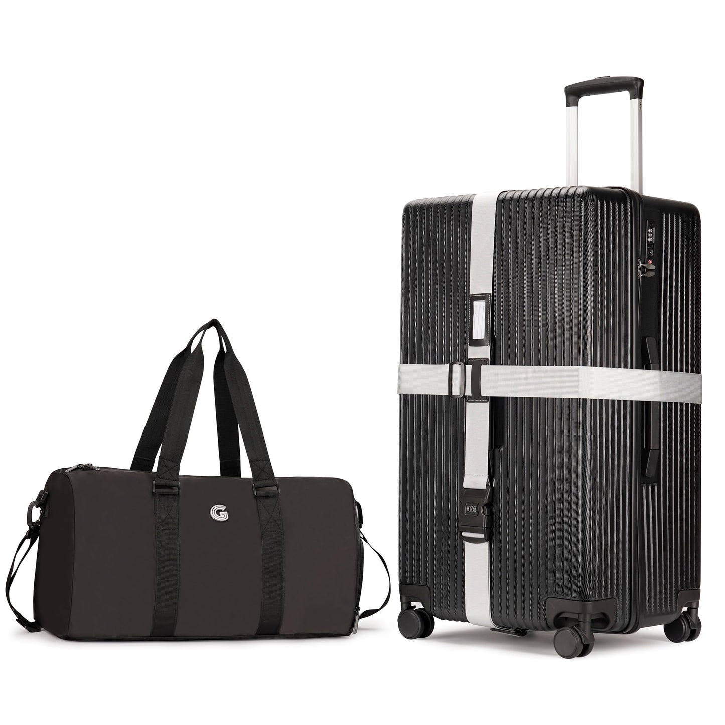 PRIMICIA ginzatravel Suitcase 28 inch suitcase with wheel & Travel Bag & Suitcase Strap Scratch resistant texture Lightweight PC material TSA lock (Star Silver (combination))