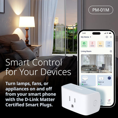 PM-01M Wi-Fi Smart Plug, Aquila PRO AI & Matter Supported, Compact Design, 15A/1800W Max, Energy Monitoring, Easy Bluetooth Setup, Works with Alexa & Google Home, Flame-Retardant, UL Certified