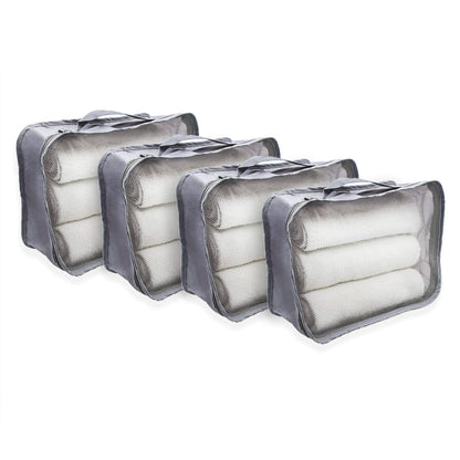 Rolling Nomad Small Multi-Purpose Packing Cubes Travel Luggage Organizers Lightweight Expandable/Compression Bags for Clothes 4-Pack Grey