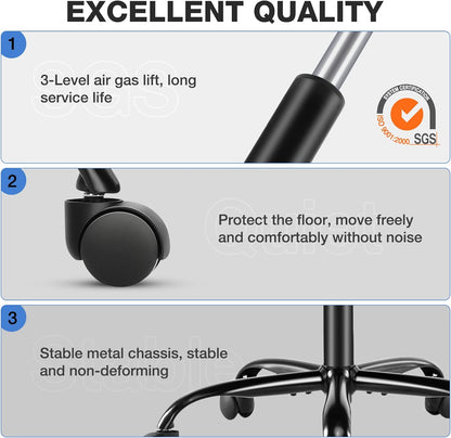 Office Chair - Ergonomic Office Chair Mid Back Office Desk Chair with Wheels Computer Chair with Lumbar Support Home Office Chair with Armrests for Adults, Black