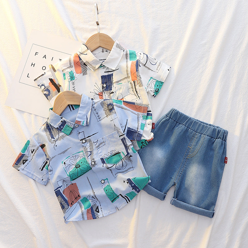 Summer Short Sleeve Shirt Suit for Boys' Clothing