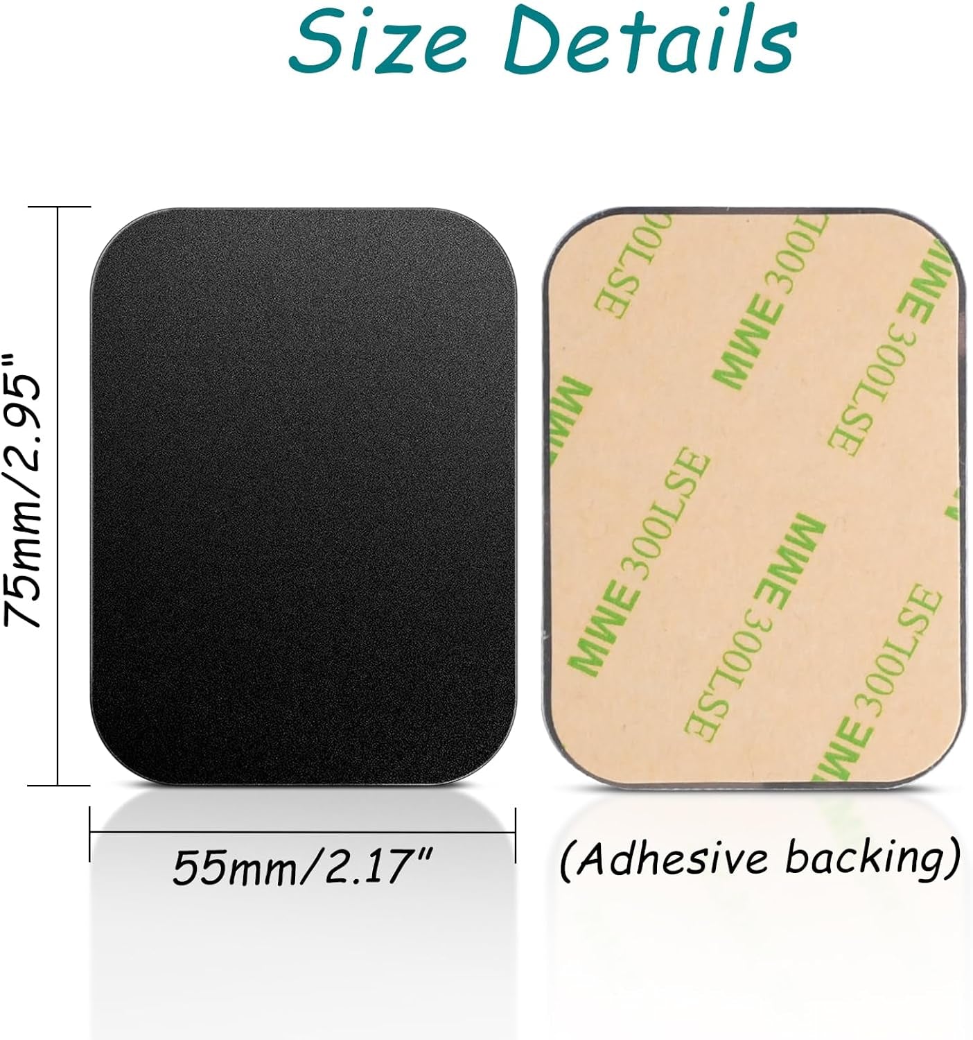 Mount Metal Plate with Adhesive for Magnetic Phone Car Mount Holder, 20 Pack Universal Replacement Metal Plates Black Rectangular Iron Stickers Steel Sheets Compatible with Magnetic Mounts, 75X55 Mm