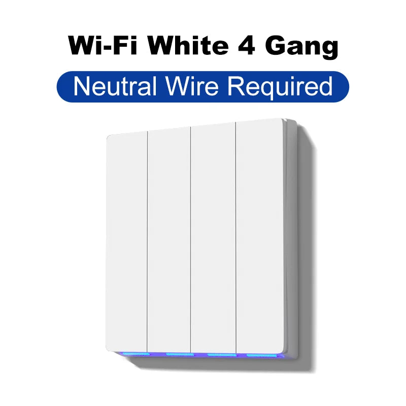 Tuya Smart Zigbee Wall Switch Wifi Smart Button Light Switch 1/2/3/4 Gang No Capacitor Needed Works with Alexa Hey Google