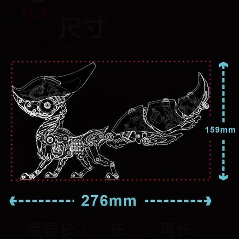 Mechanical Fox Model Kit | 3D Metal Puzzle for Adults | Articulated Alloy and Steel Construction | Movable Joints | LED Light | DIY Assembly Model | Display Ornament and Gift (Red)