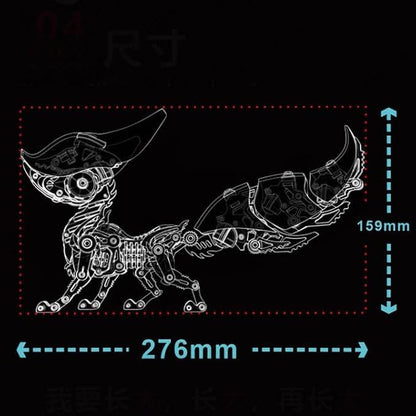 Mechanical Fox Model Kit | 3D Metal Puzzle for Adults | Articulated Alloy and Steel Construction | Movable Joints | LED Light | DIY Assembly Model | Display Ornament and Gift (Red)