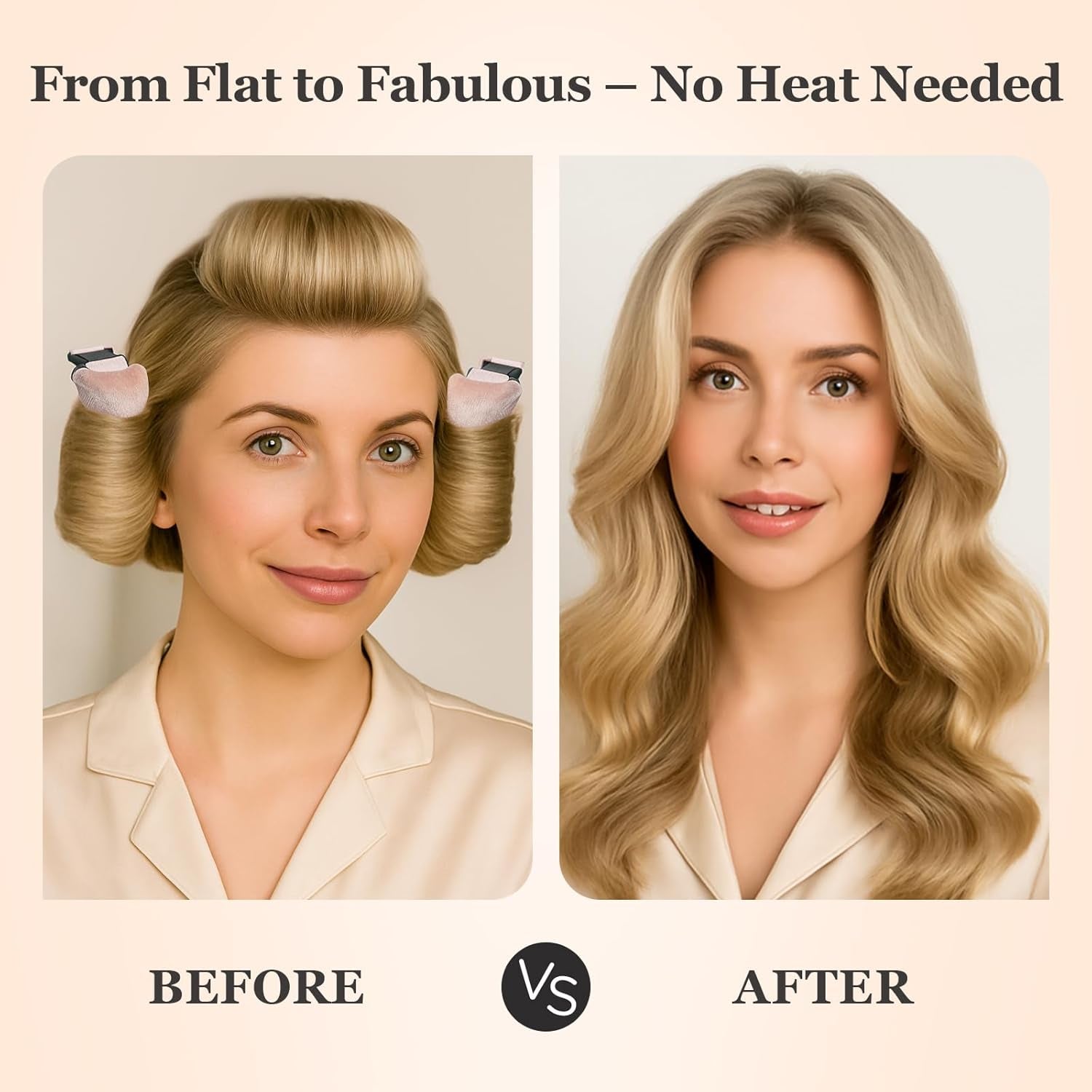 Heatless Hair Curler Set – 4PCS Velvet Overnight Blowout Rods for Heatless Curls, Jumbo Flexible Curling Rods to Sleep In, No Heat Curling Tools for Natural Waves and Curls